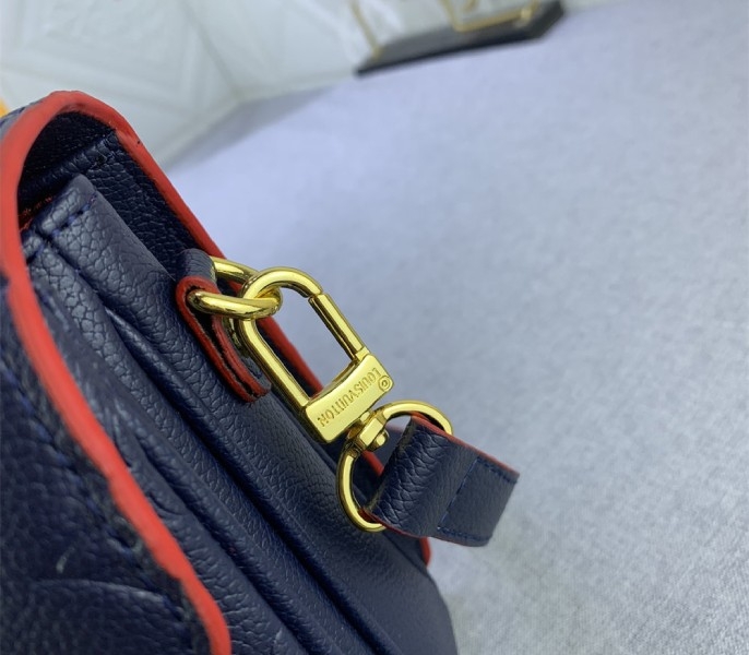 LV Monogram Empreinte Leather Metis In Navy Blue And Red