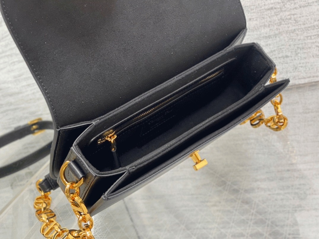 D10r 30 Montaigne Avenue Bag Knockoff in Black Box Calfskin