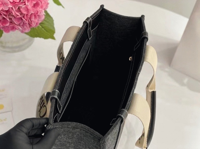 top quality knockoff Ch10e large woody tote bag in grey felt