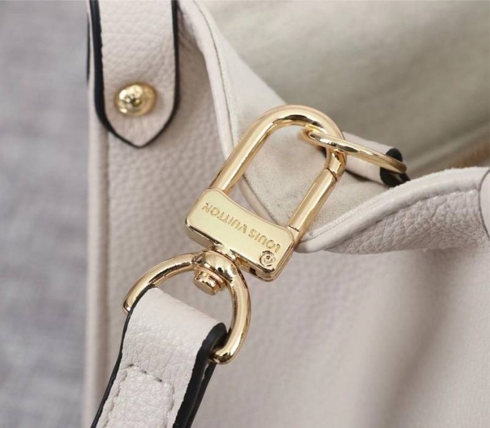 L0vis Vvtt0n Bicolor Monogram Empreinte Leather Onthego PM Bag In Cream And Bois De Rose Pink