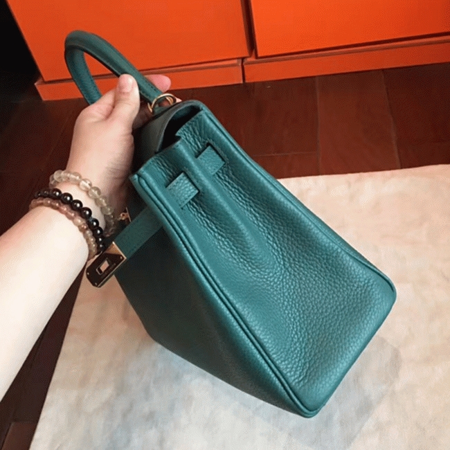 Malachite Clemence Knockoff H**me5 Kelly Retourne 32cm Stylish Bag