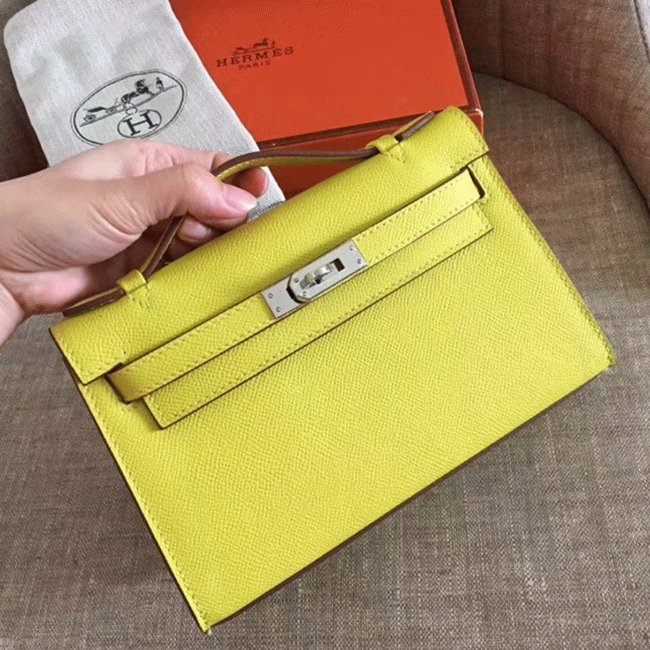 Soufre Epsom Knockoff H**me5 Kelly Pochette Vibrant Handbag