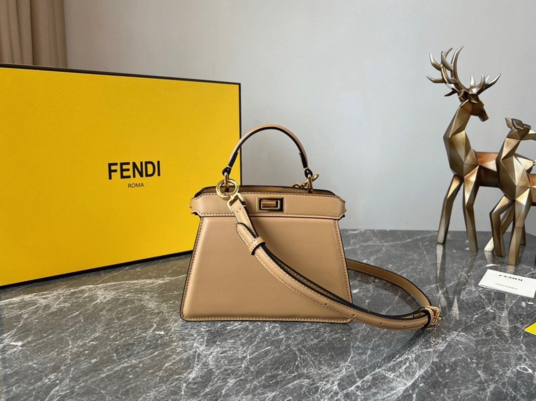 Top Quality Fake F**di Peekaboo ISeeU Petite Bag In Beige Nappa Leather