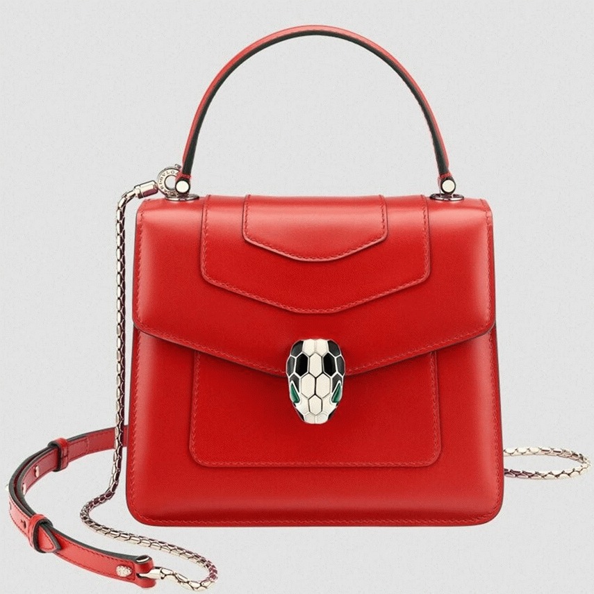 Fake Bv1g*ai Serpenti Forever Small Bag Red Calfskin