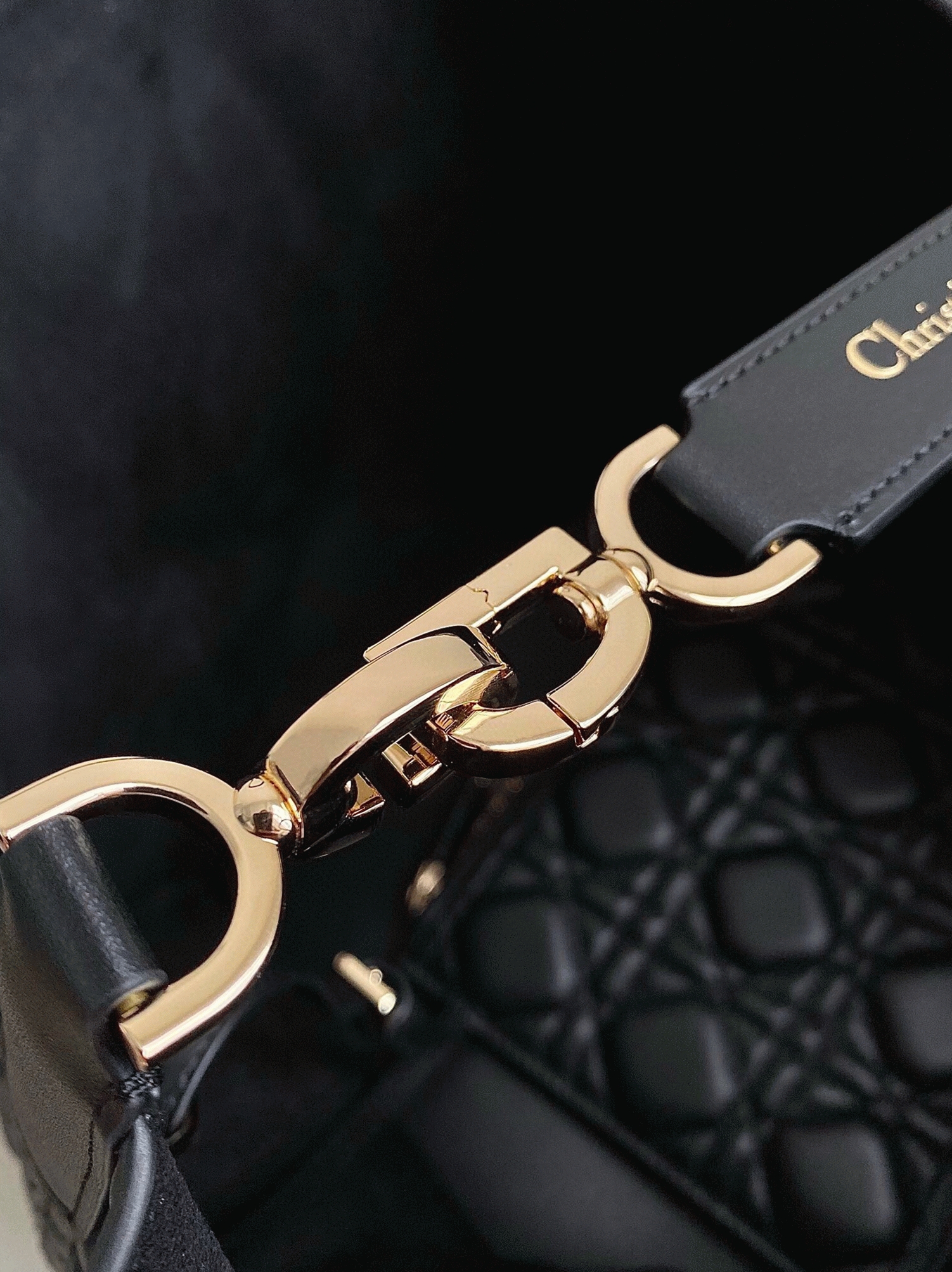D10r Toujours Large Bag Replica in Black Macrocannage Calfskin