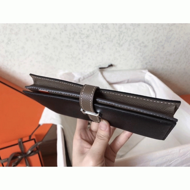 Black Taupe Fake H**me5 Bearn Wallet