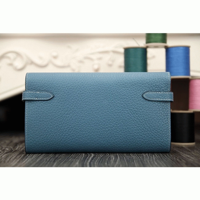 Jean blue knockoff H**me5 Kelly Longue wallet