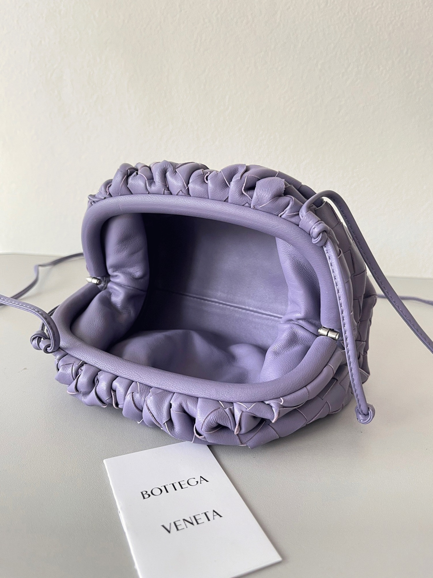 Knockoff B0tt*ga Ven*ta Mini Pouch with Strap Wisteria