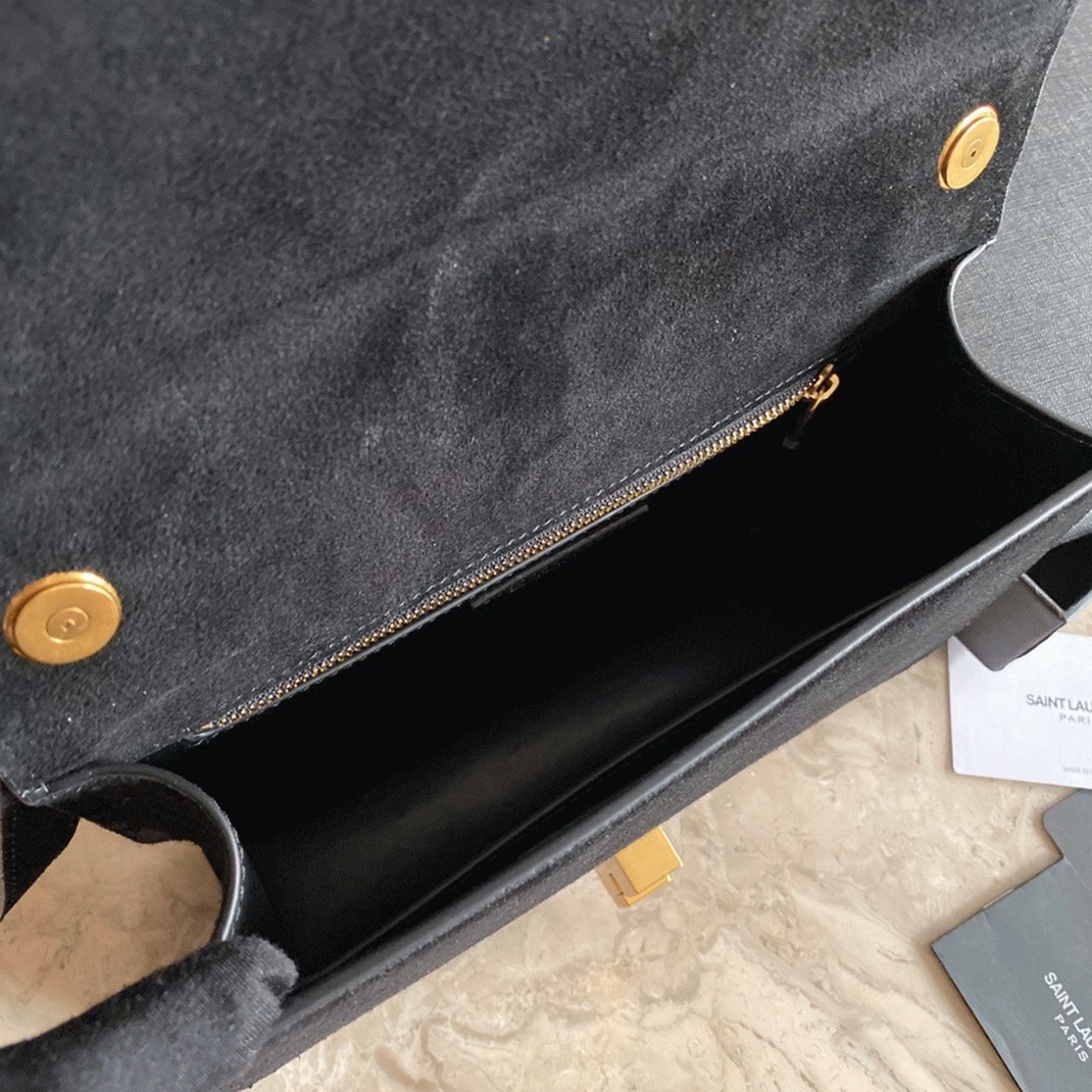 Fake Sa1nt Lau*nt Le Carre Satchel Bag Black