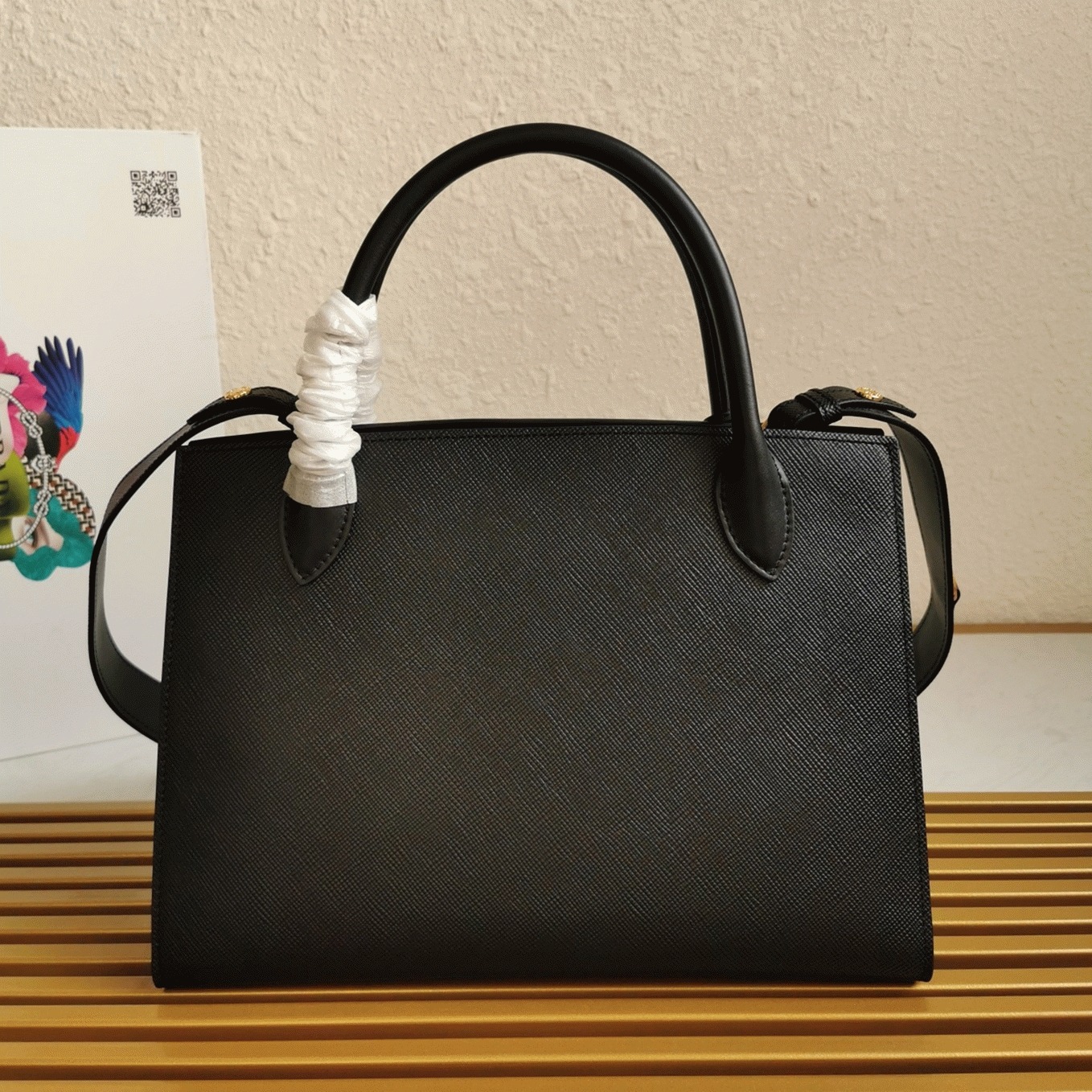 Pra*a Monochrome Medium Bag Knockoff in Black