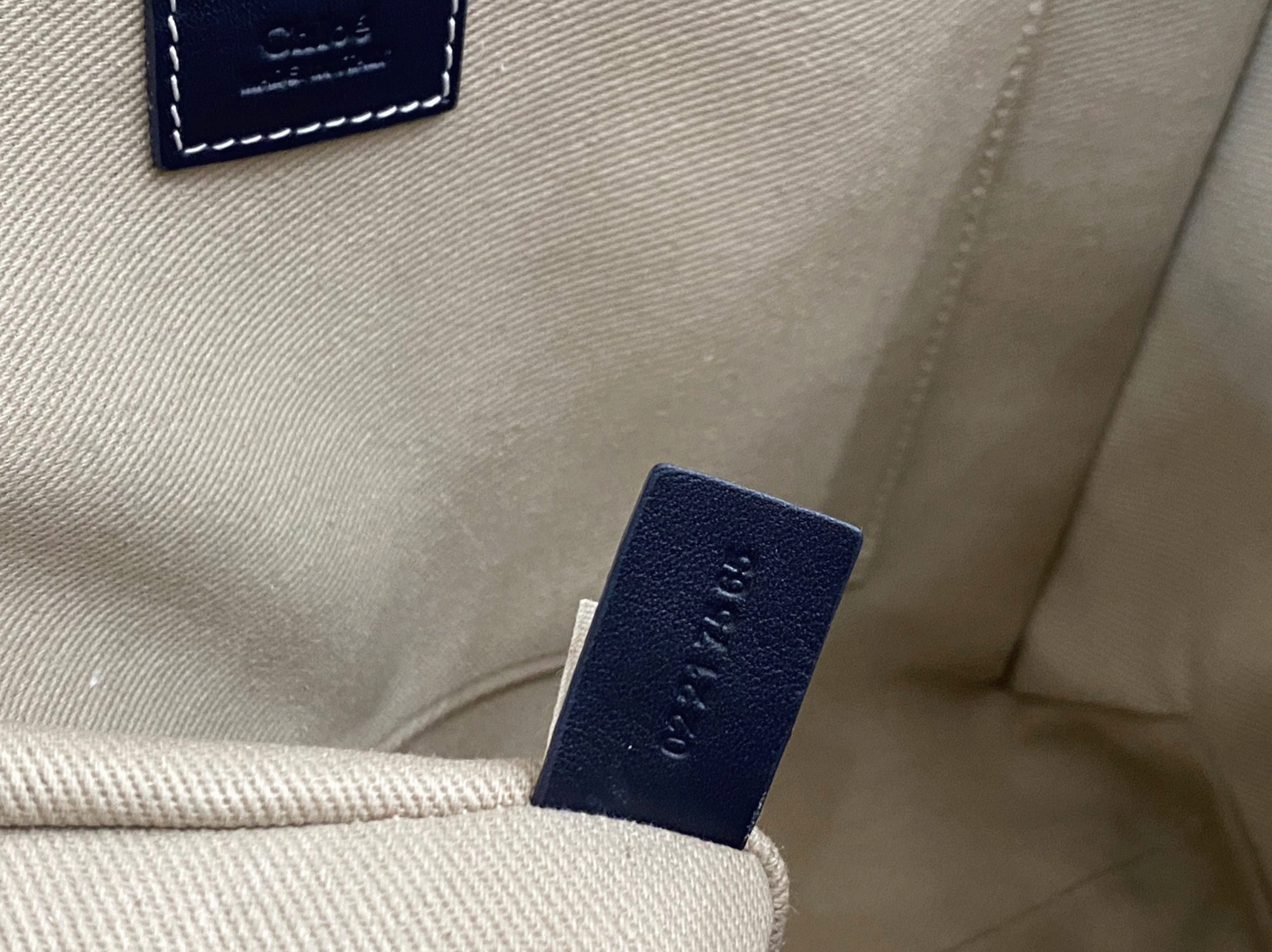 top quality faux Ch10e woody medium tote bag in linen canvas with navy blue leather