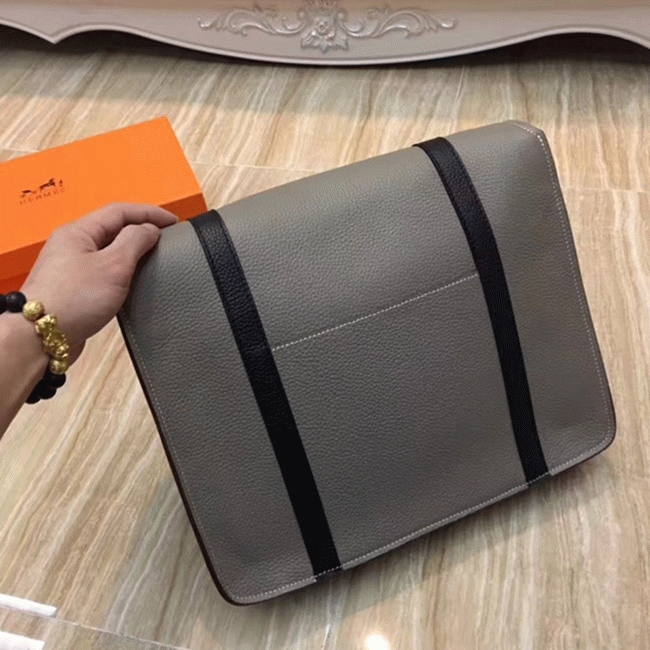 Grey Bicolor Imitation H**me5 Steve Messenger Bag