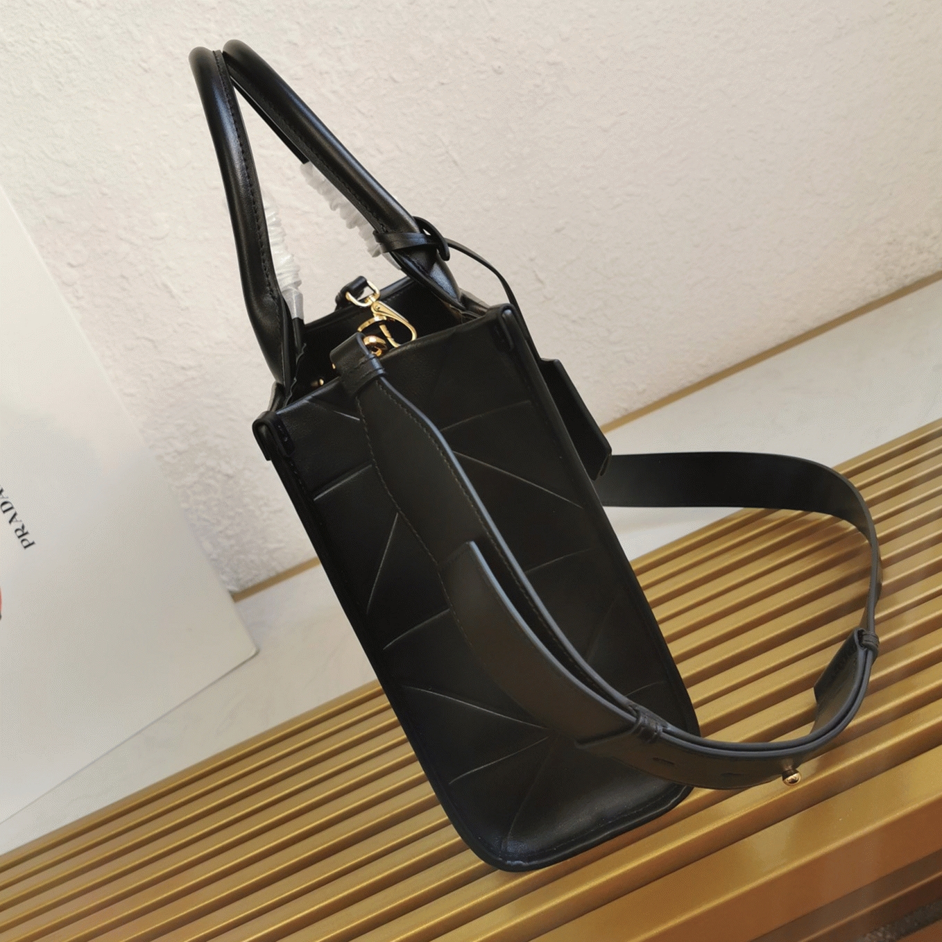 Pra*a Symbole Small Bag Fake with Topstitching in Black