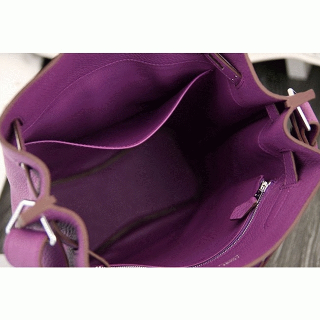 Purple Leather Knockoff H**me5 So Kelly 22cm Stylish Purse