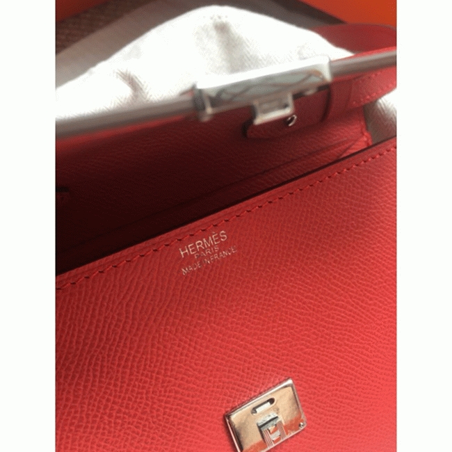 Red luxury replica H**me5 Clic wallet with strap