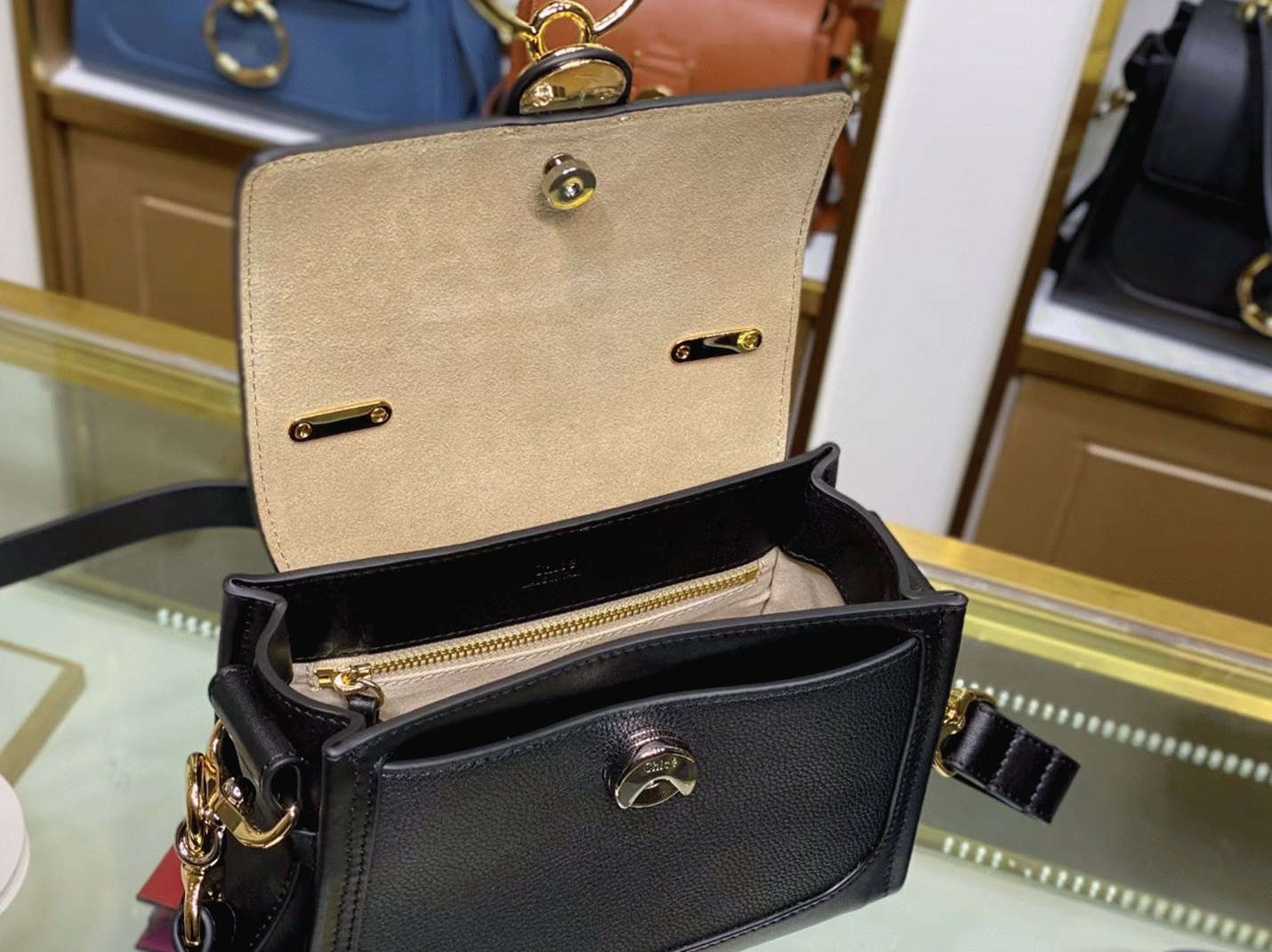 top quality replica Ch10e mini tess day bag in black grained leather