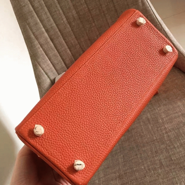 Orange Clemence Fake H**me5 Kelly Retourne 28cm Signature Purse