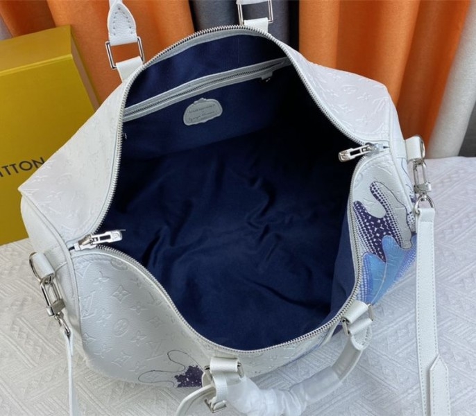 L0vis Vvtt0n X YK Bandouliere Keepall 50 Travel Bag In White