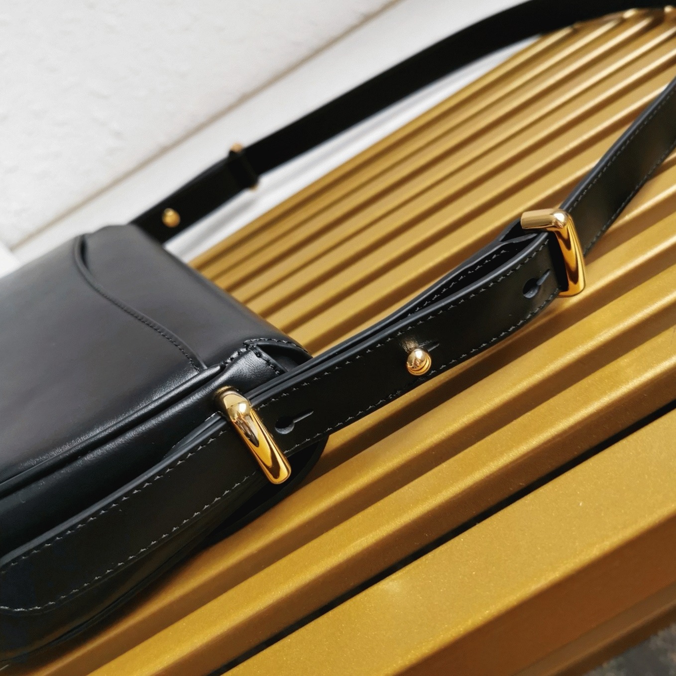 Black Pra*a Arque Shoulder Bag with Flap Fake