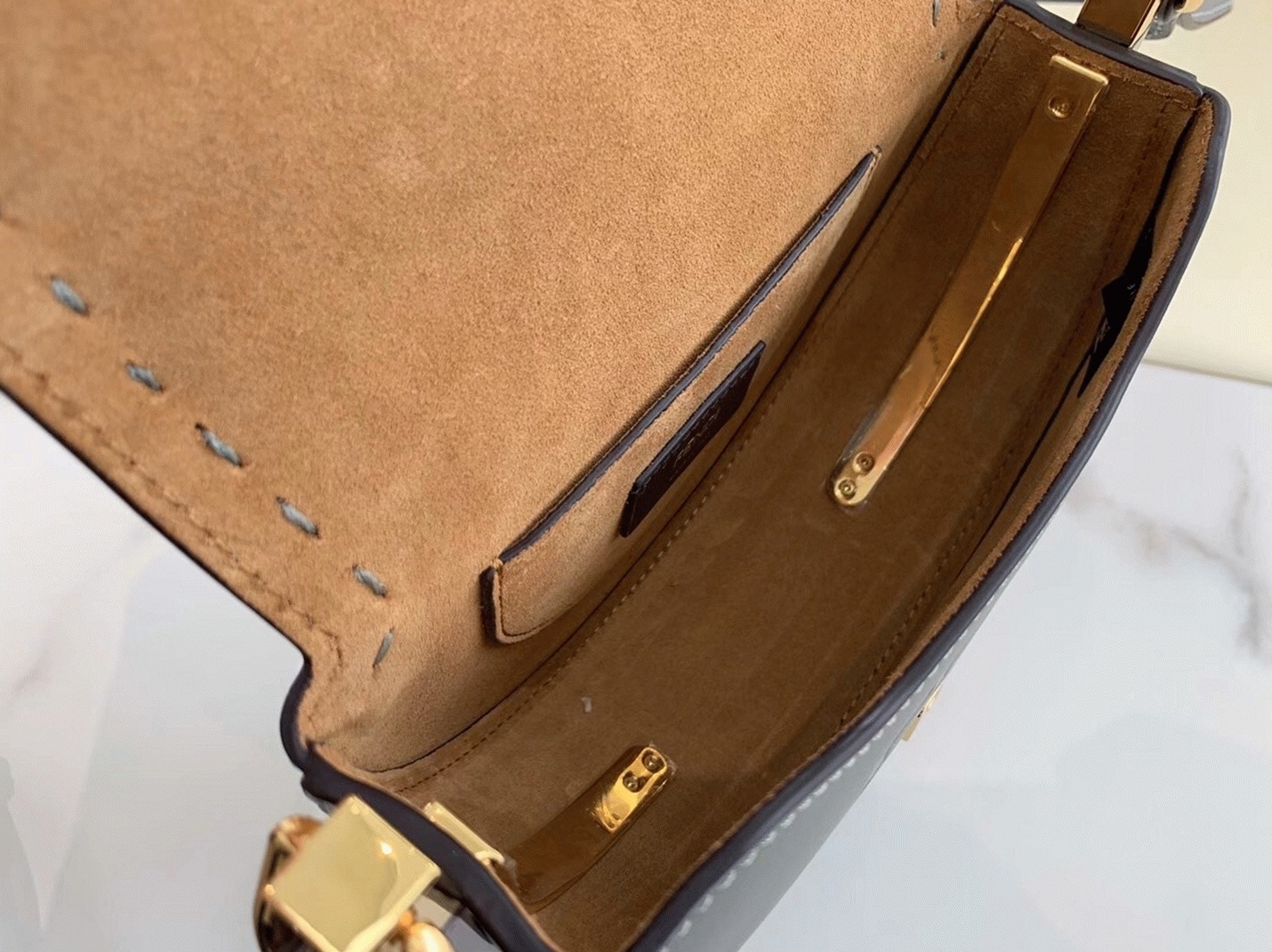 Top Quality Replica F**di Moonlight Saddle Bag In Grey Calfskin