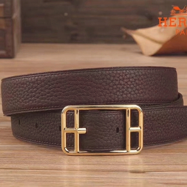 Luxury fake H**me5 chocolate-colored Cape Cod 32 reversible belt
