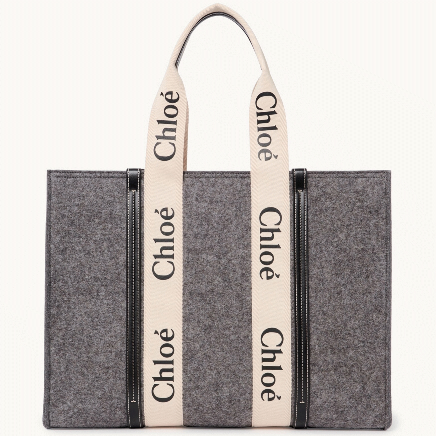 top quality fake Ch10e medium woody tote bag in grey felt
