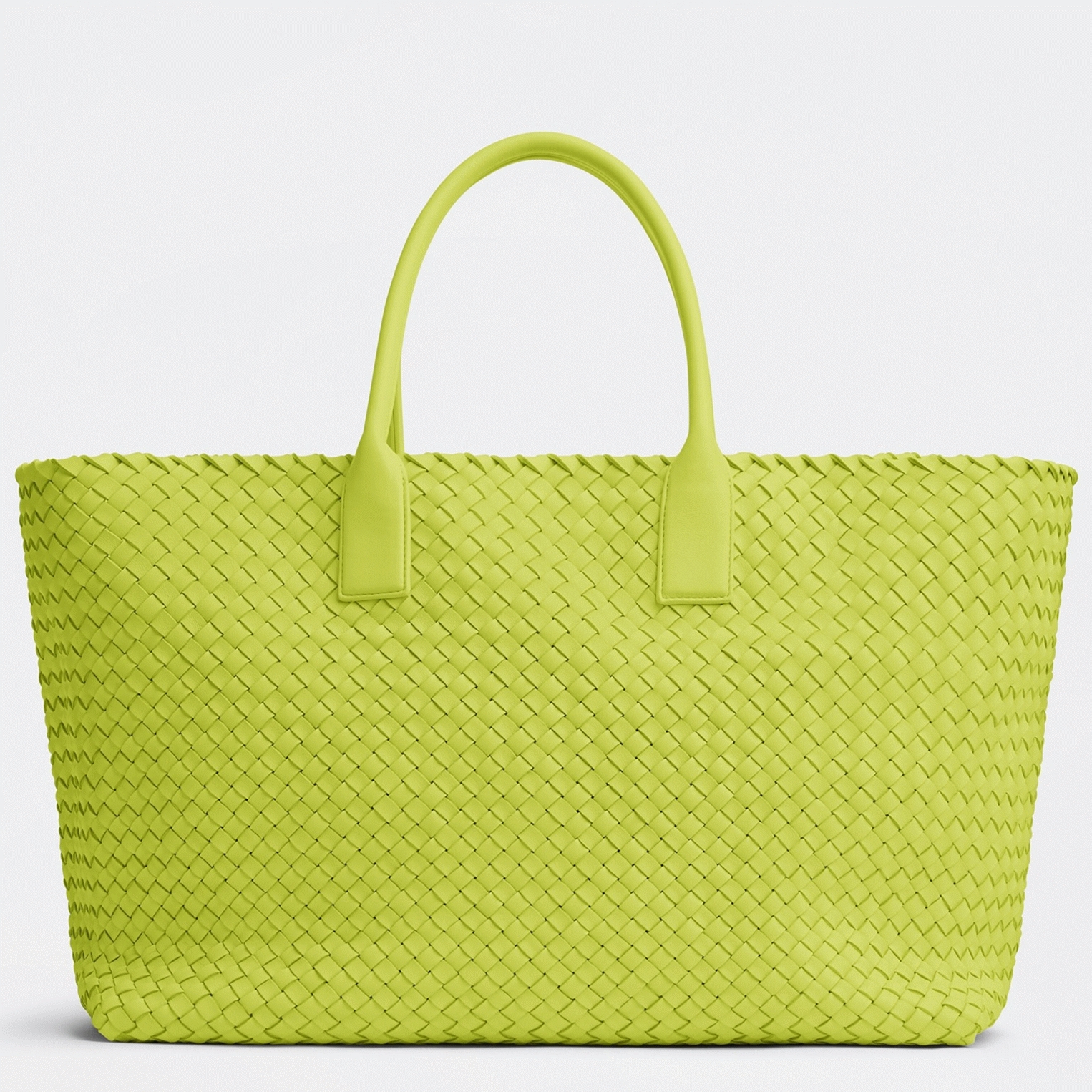 Top Quality Knockoff B0tt*ga Ven*ta Cabat Large Bag In Acid Kiwi Intrecciato Lambskin