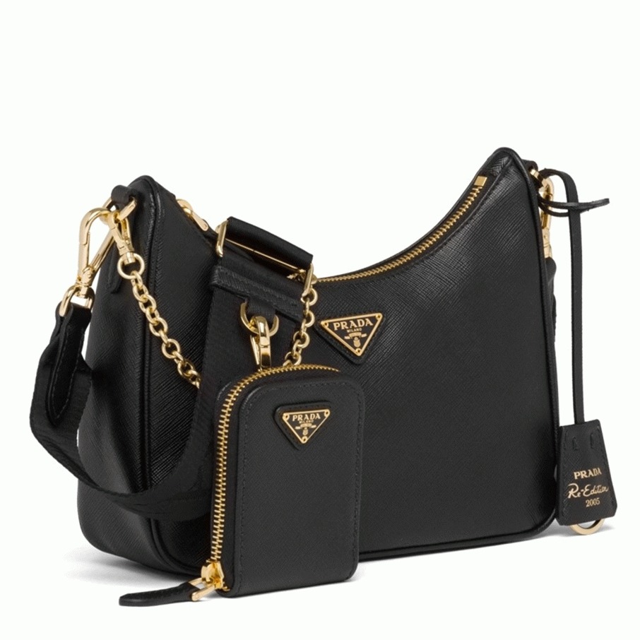 Pra*a Re-Edition 2005 Shoulder Bag Fake in Black