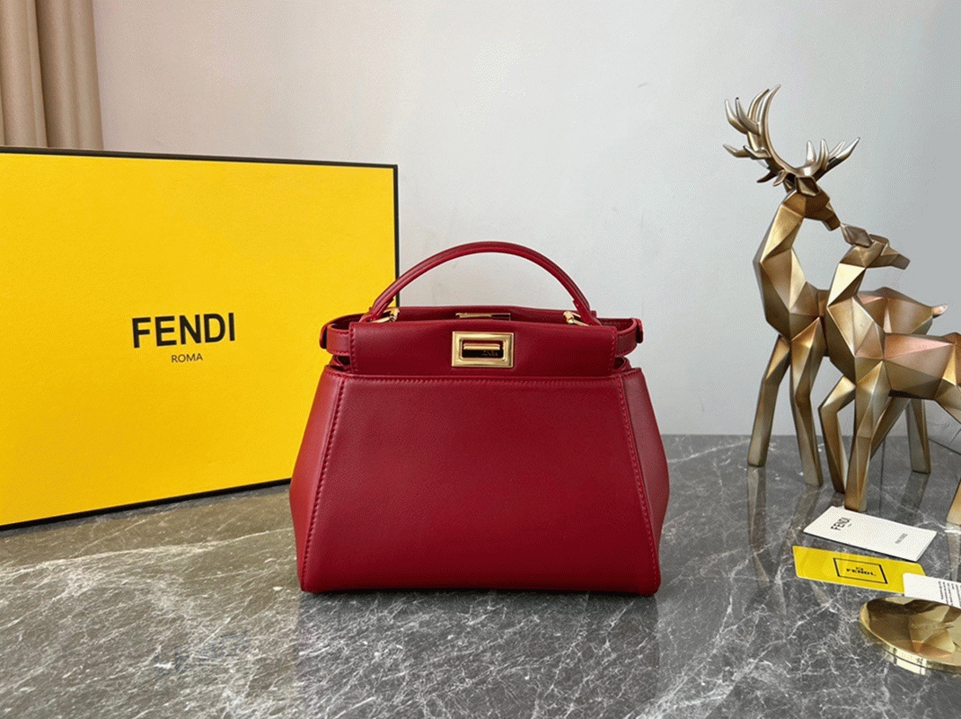 Top Quality Knockoff F**di Peekaboo Mini Bag In Red Nappa Leather