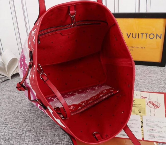 L0vis Vvtt0n Seasonal Escale Neverfull MM Tote In Rouge Red