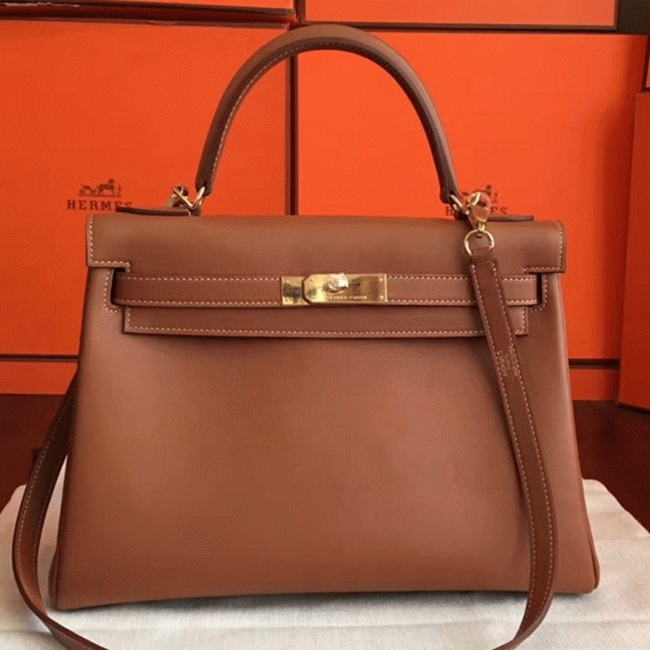 Brown Swift Fake H**me5 Kelly Retourne 32cm Soft Leather Handbag