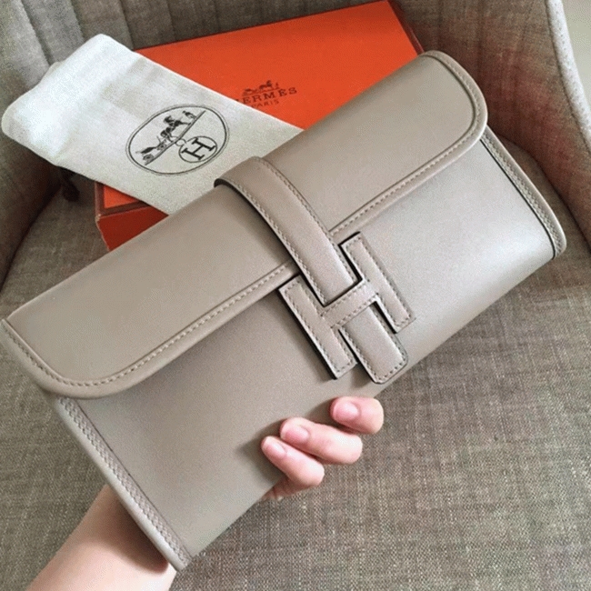 Grey Fake H**me5 Jige Elan 29 Chic Neutral Clutch