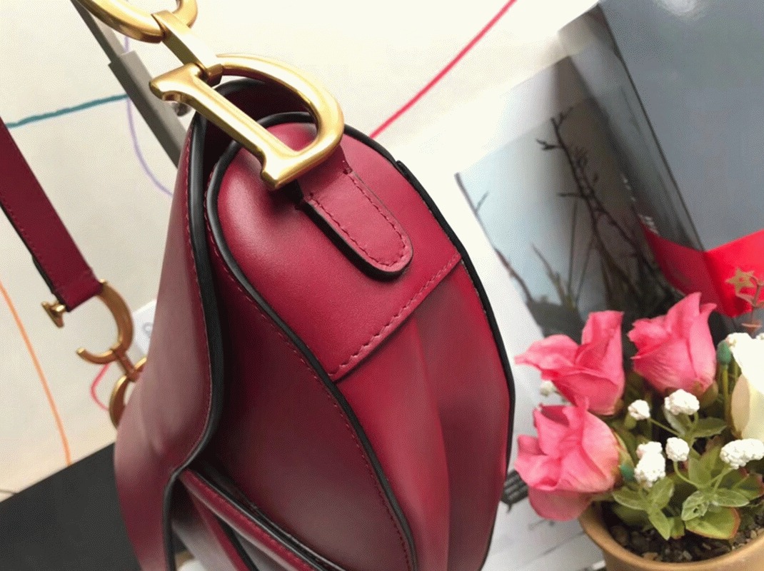 D10r Saddle Bag Replica in Red Smooth Calfskin