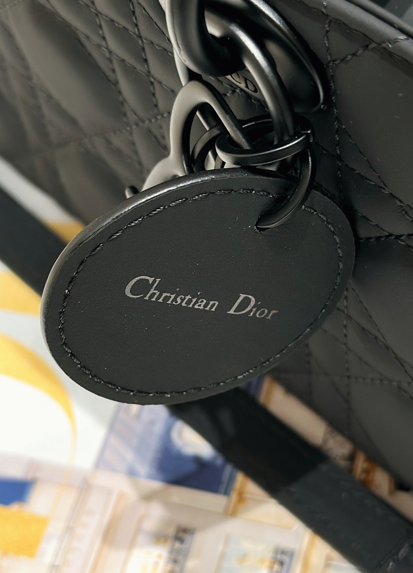 D10r Lady D-Joy Medium Bag Replica in Black Ultramatte Calfskin
