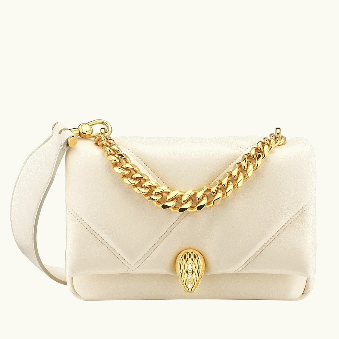 Knockoff Bv1g*ai Serpenti Cabochon Mini Bag White Calfskin