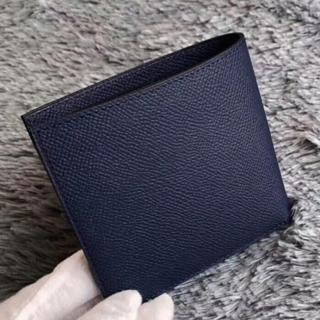 Dark blue top quality fake H**me5 Copernic compact wallet