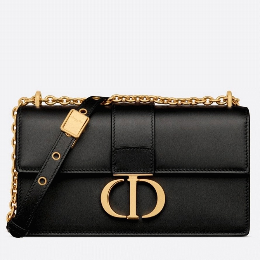 D10r 30 Montaigne East-West Bag with Chain Replica in Black Calfskin