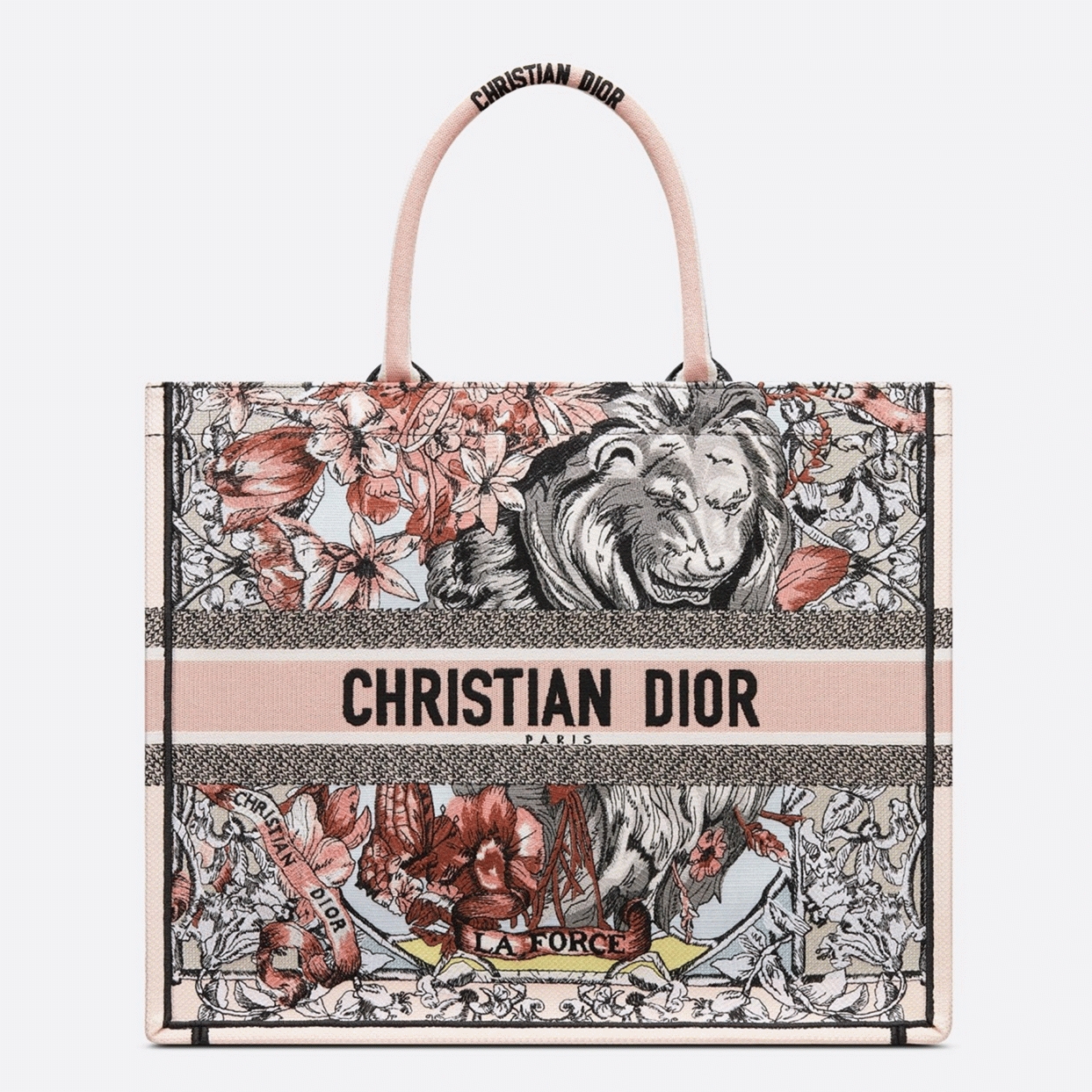 D10r Large Book Tote Bag Faux in Multicolor La Force Embroidery