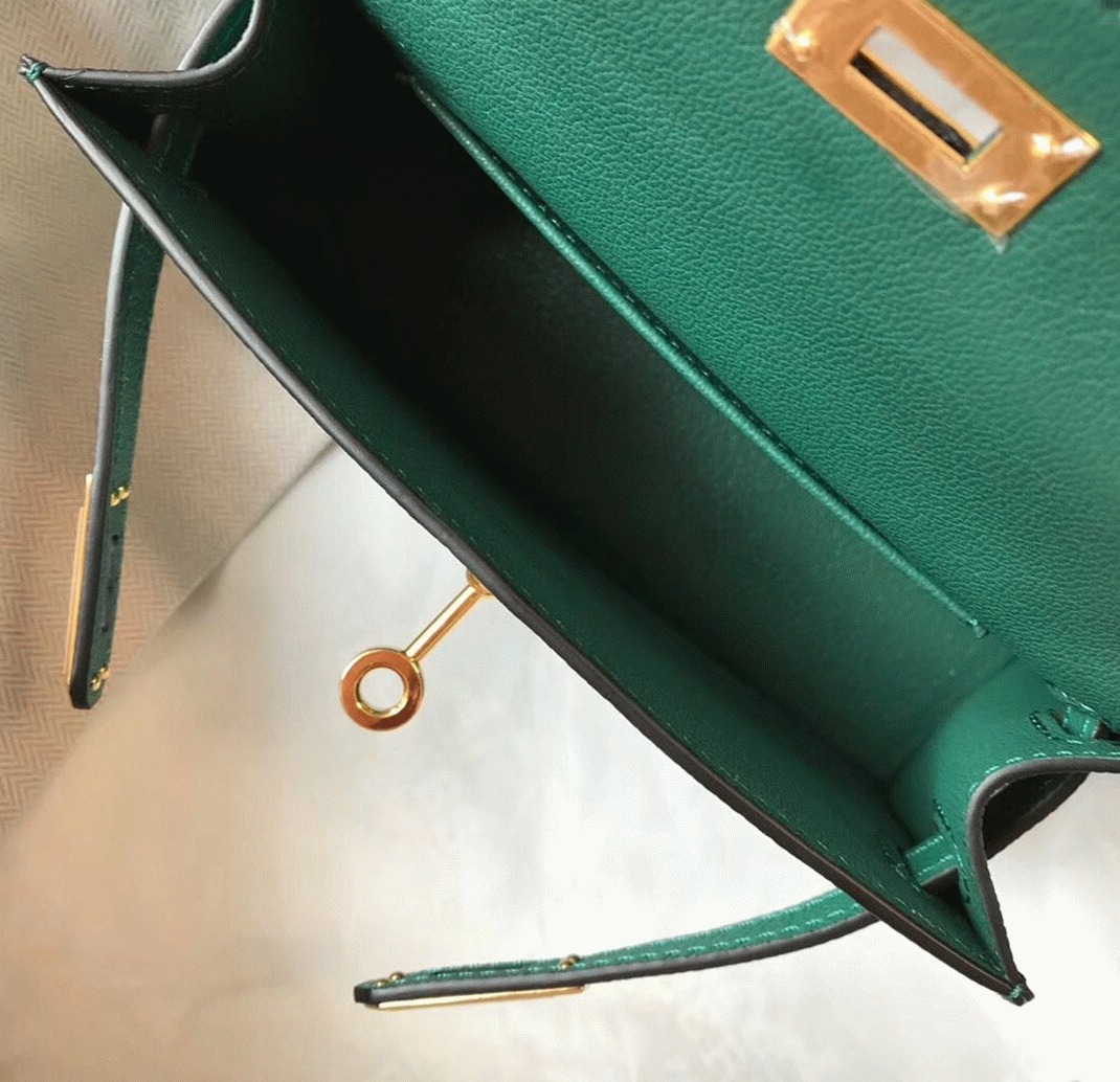H**me5 Kelly Mini II Bag Replica in Vert Vertigo
