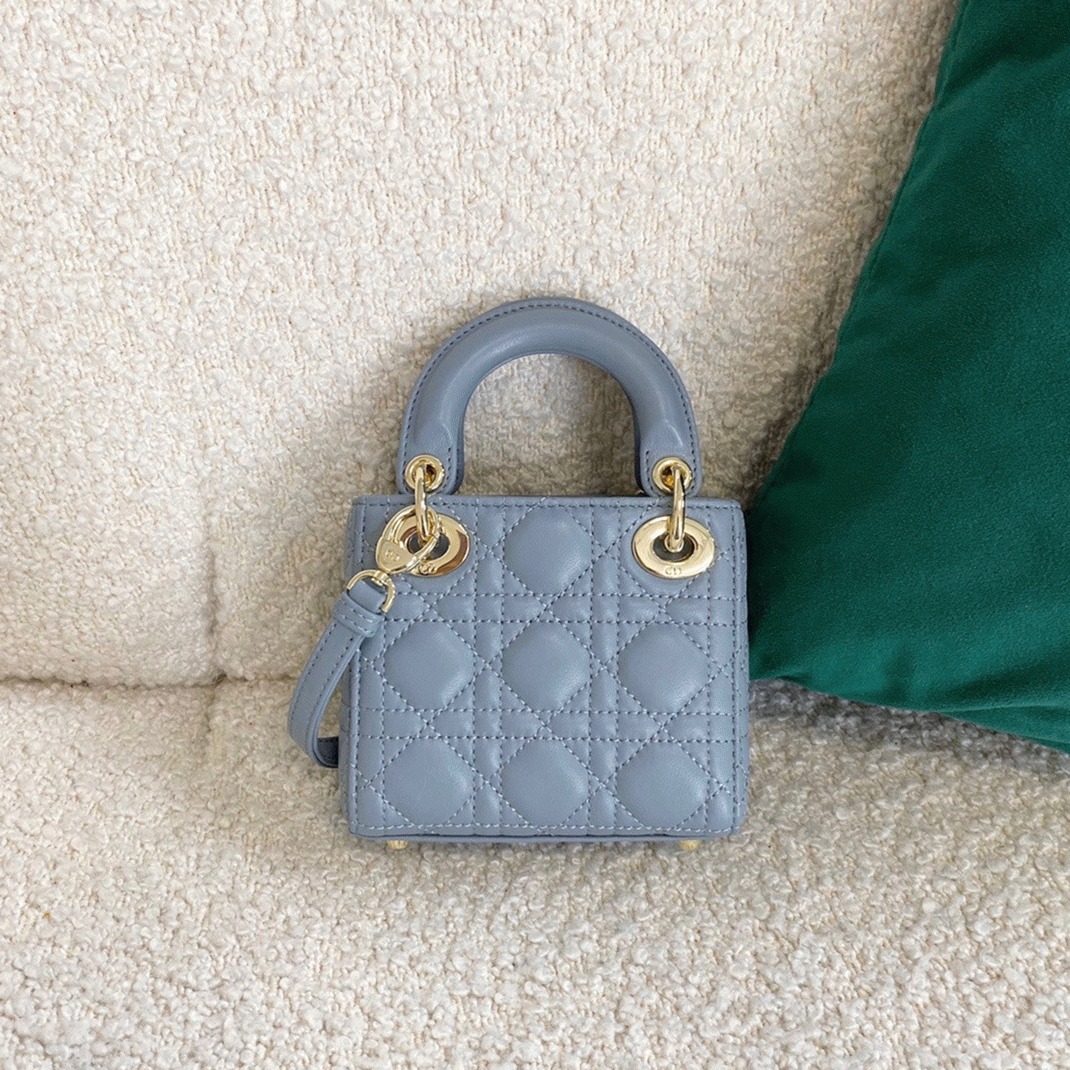 D10r Lady D10r Micro Bag Fake in Blue Cannage Lambskin