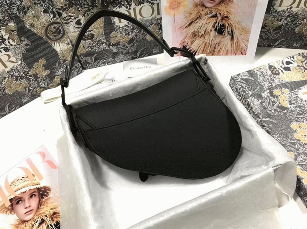 D10r Saddle Bag Faux in Black Ultramatte Calfskin