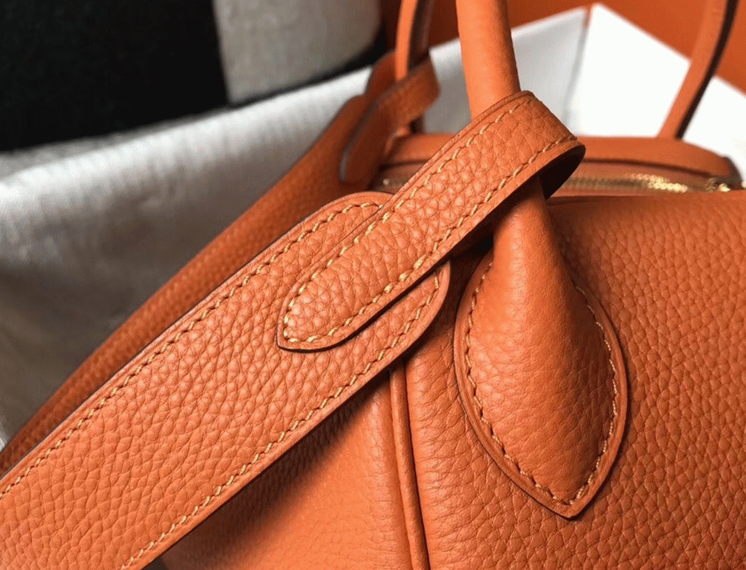 Top replica H**me5 Lindy 30cm bag in orange shade