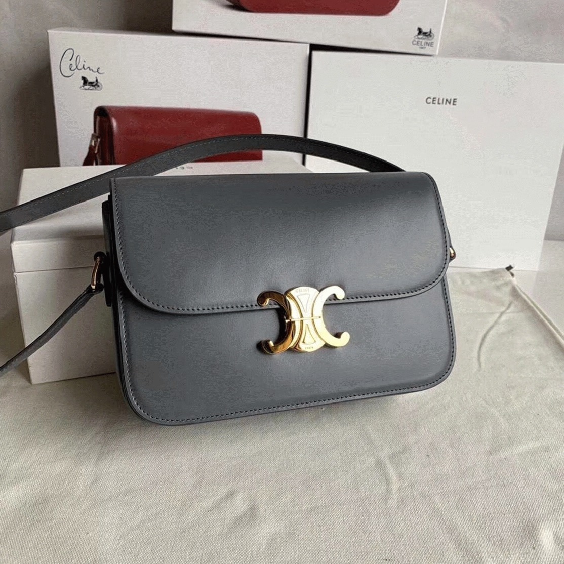Top Quality Knockoff Ce1i*e Triomphe Medium Bag In Grey
