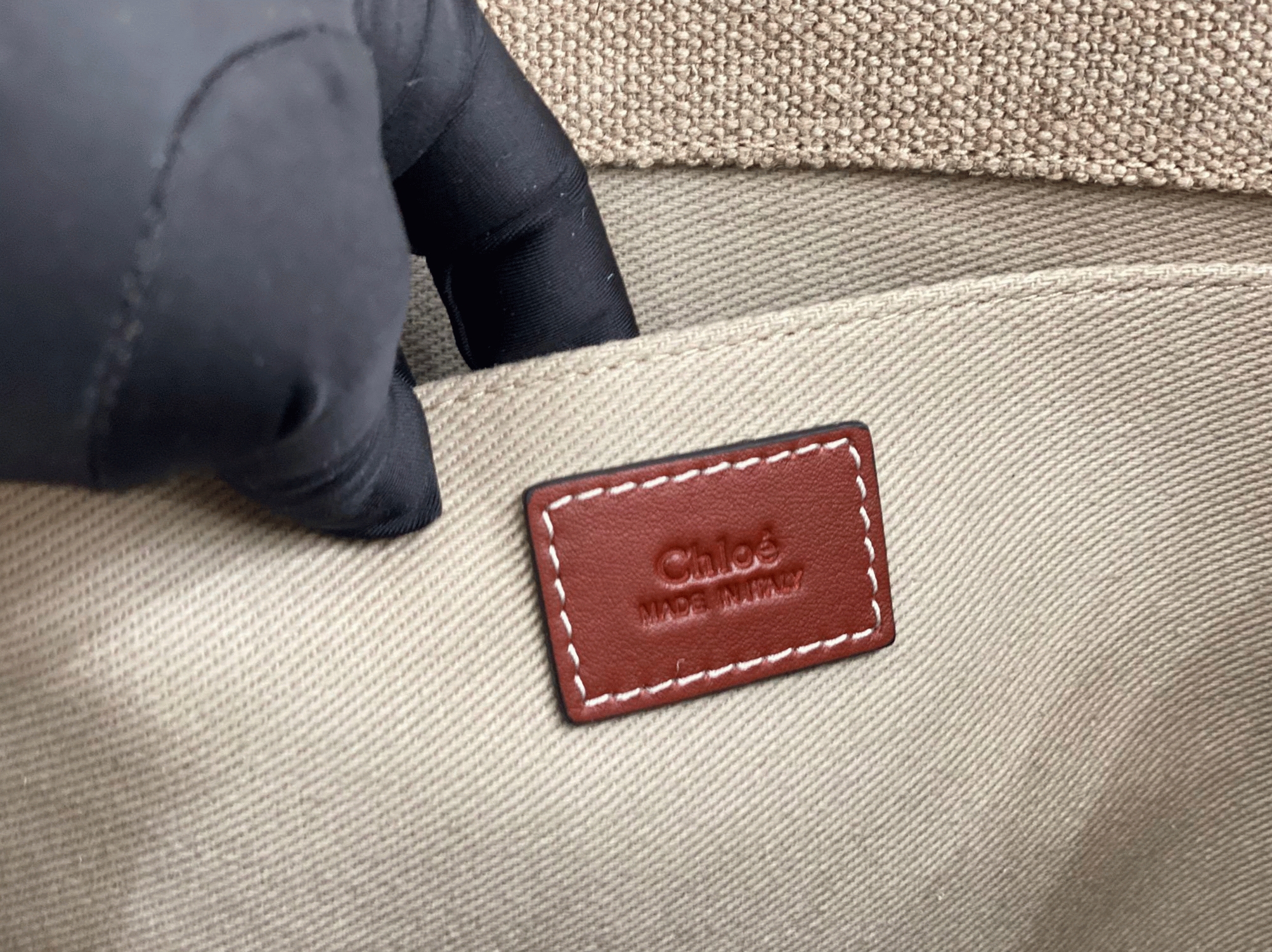 top quality knockoff Ch10e woody medium tote bag in linen canvas with brown leather