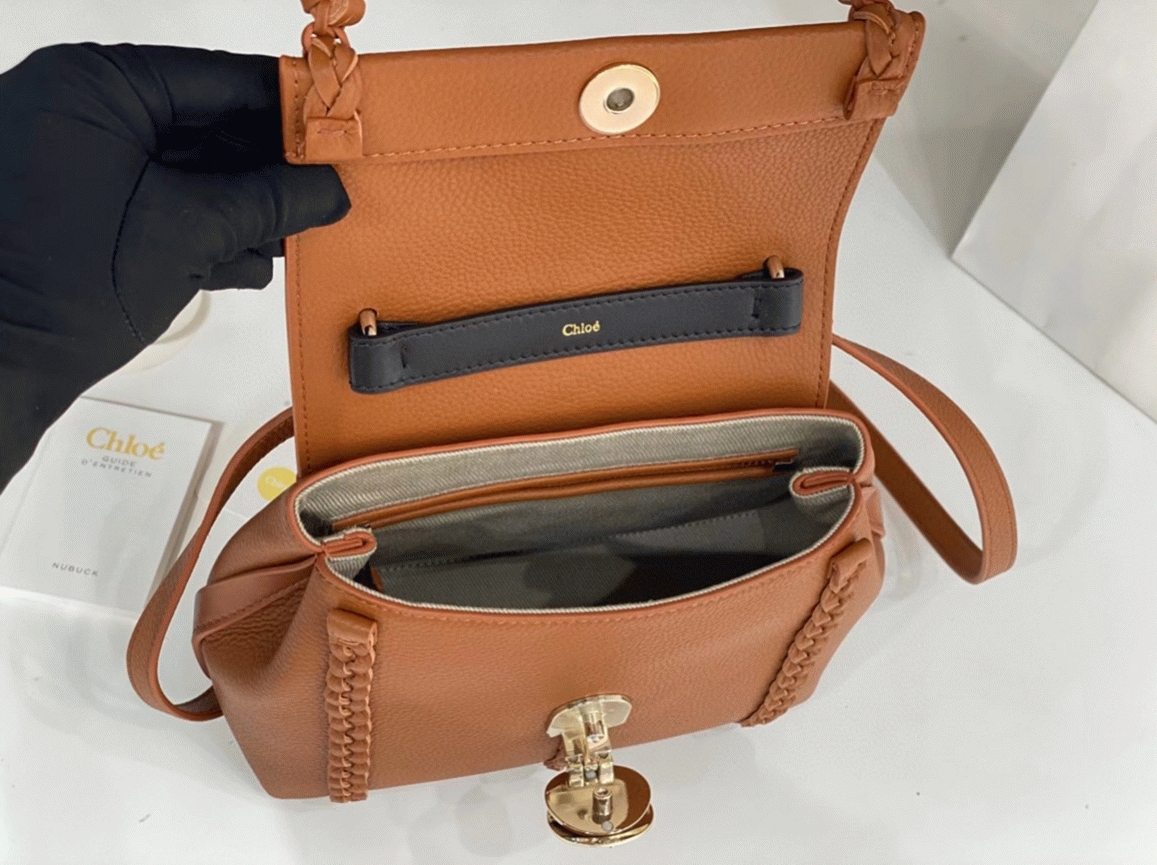 top quality fake Ch10e penelope small shoulder bag in brown grained calfskin