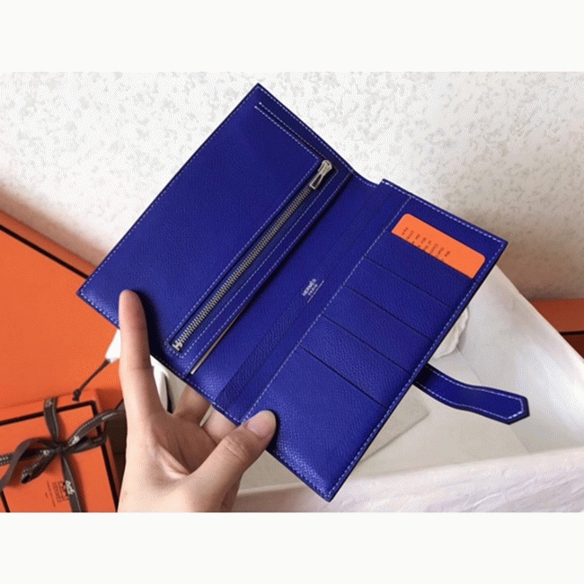 Taupe Electric Blue Epsom Replica H**me5 Bearn Wallet
