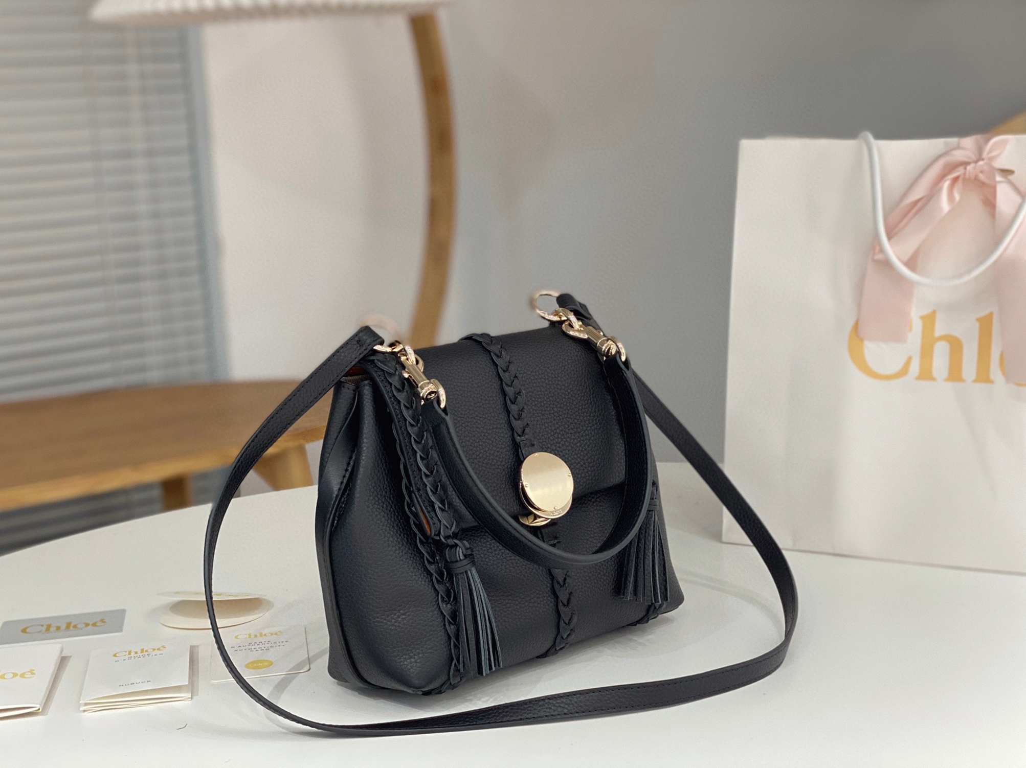 top quality replica Ch10e penelope small shoulder bag in black grained calfskin