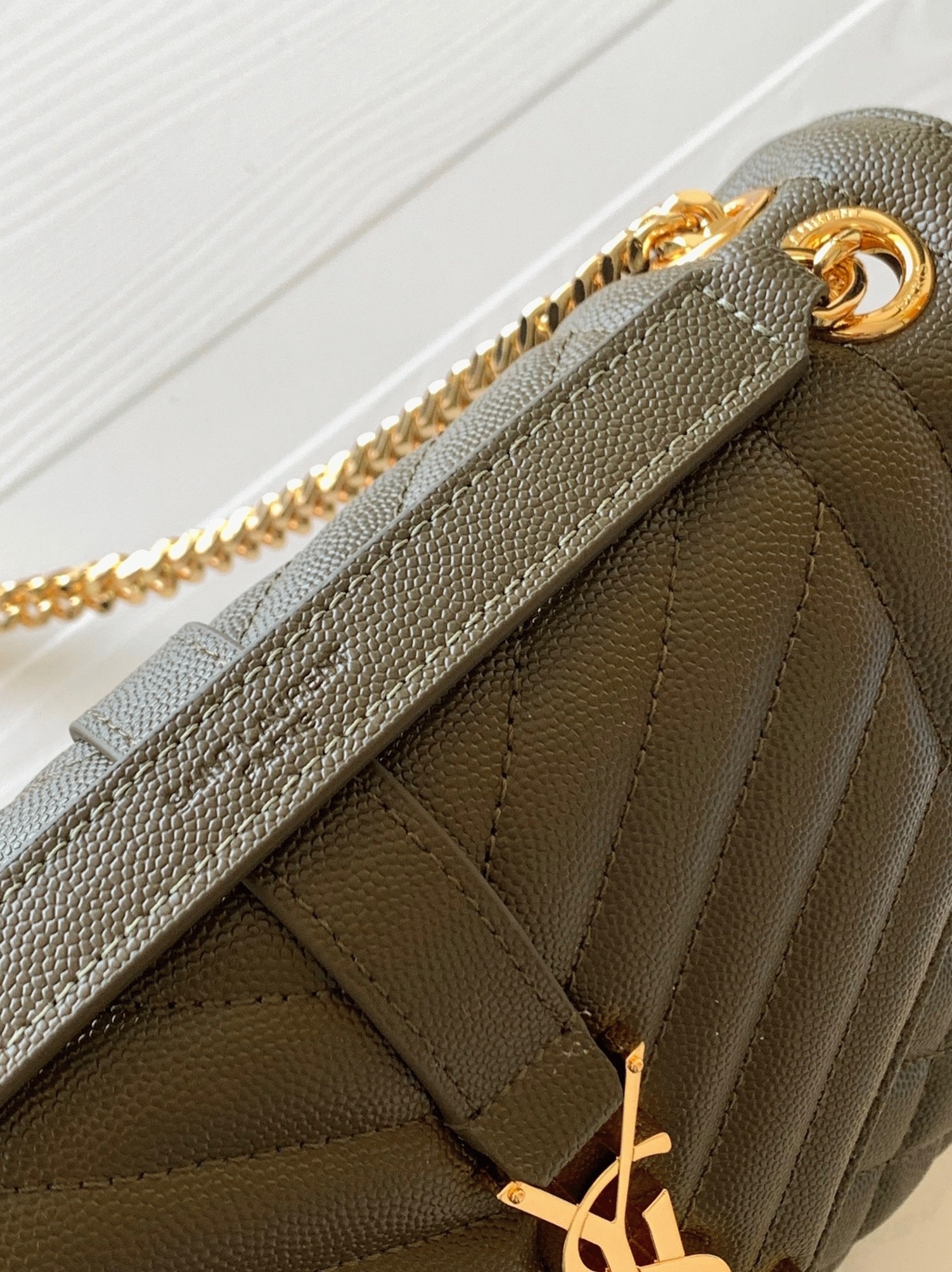Fake Sa1nt Lau*nt Envelope Medium Bag Khaki