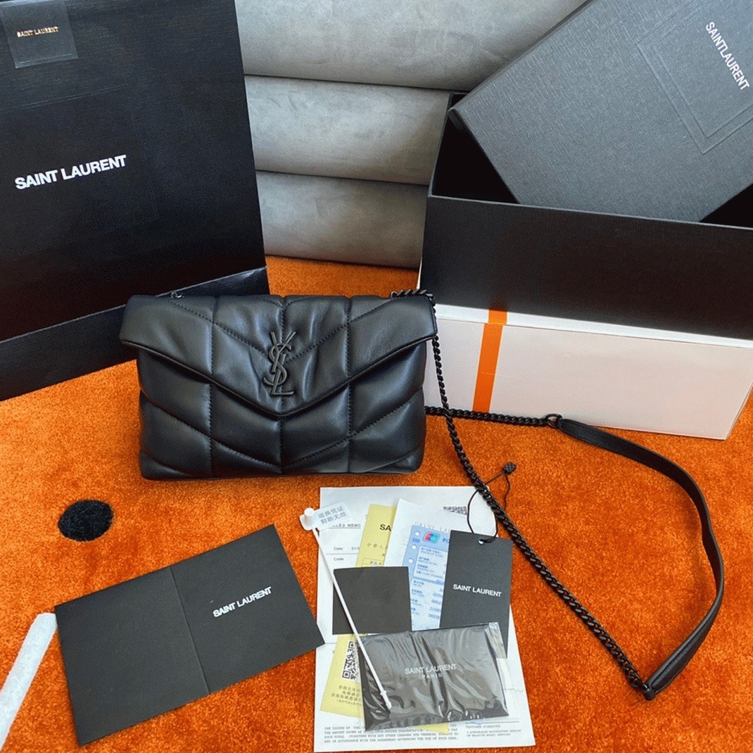 Replica Sa1nt Lau*nt Puffer Small Chain Bag Noir Lambskin