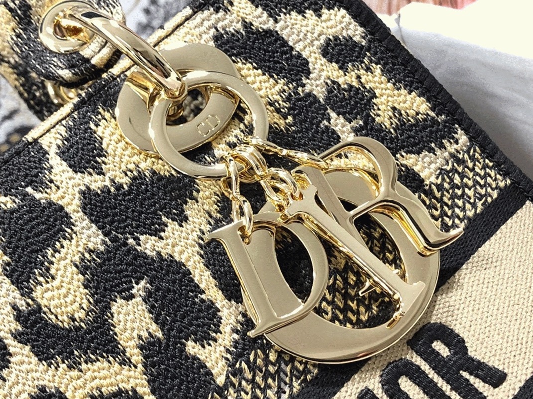 D10r Lady D-Lite Medium Bag Replica in Beige Multicolor Mizza Embroidery